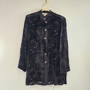 Anis.A Black Sheer Velvet Button Up Shirt Womens Medium Whimsigoth Witchy